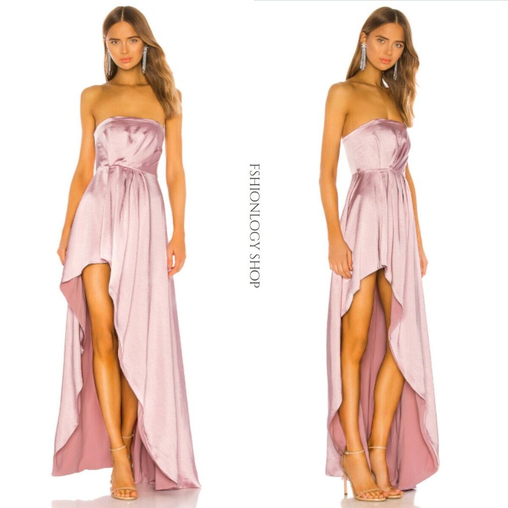 Lovers + Friends Parker Gown Hi Low Satin Dress